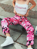 Yooulike Pink Women Joggers Cargo Pants Camouflage High Waist Hip-Hop Leisure Sports Weekend Fashion Long Sweatpants