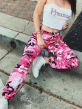 Yooulike Pink Women's Joggers Cargo Pants Camouflage High Waist Hip-Hop Leisure Sports Weekend Fashion Casual Long Sweatpants