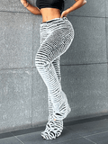 Yooulike Women Striped Knitted Stacked Leggings Pants Hip Lifting Casual Streetwear Trousers Y2K Fluffy Jogger Sweatpants