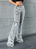 Yooulike Women Striped Knitted Stacked Leggings Pants Hip Lifting Casual Streetwear Trousers Y2K Fluffy Jogger Sweatpants