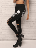 Yooulike Halloween Ripped Skull Slim High Waist Fashion Casual High Stretch Women Tights Leggings