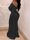 Yooulike Bodycon Boat Neck Backless Off Shoulder Short Sleeve Chic Evening Party Mermaid Maternity Maxi Dress