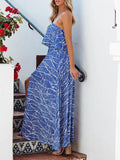 Yooulike Side Slit Flouncy Belt Draped Off Shoulder Sleeveless Big Swing Casual Fashion Holiday Beach Maxi Dress