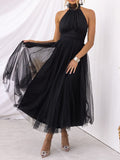 Yooulike Homecoming Cut Out Puffy Tutu Tulle A-Line Halter Neck Off Shoulder Sweet Elegant Evening Party Cocktail Holiday Midi Dress