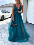 Yooulike Lace Tulle Draped V-Neck Backless Sleeveless Elegant Fashion Boho Evening Party Holiday Beach Maxi Dress