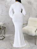 Yooulike Bodycon Belt Draped Mermaid Deep V-Neck Lantern Sleeve Long Sleeve Elegant Fashion Evening Party Maxi Dress