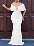 Yooulike Bodycon Off Shoulder Deep V-Neck Butterfly Sleeve Backless Mermaid Elegant Fashion Evening Party Formal Maxi Dress