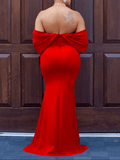 Yooulike Bodycon Off Shoulder Deep V-Neck Butterfly Sleeve Backless Mermaid Elegant Fashion Evening Party Formal Maxi Dress