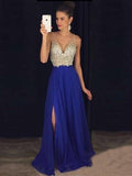 Yooulike V-Neck Chiffon Sequin Side Slit Sleeveless Elegant Fashion Formal Evening Party Ceremony Maxi Dress