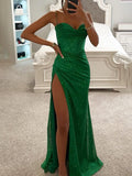 Yooulike Mermaid Corset Prom Dress Bandeau Bodycon Side Slit Spaghetti Straps Sleeveless Elegant Fashion Evening Party Maxi Dress