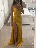 Yooulike Bodycon Bodice Side Slit Bandeau Backless Spaghetti Straps Sleeveless Fashion Evening Party Prom Wedding Maxi Dress