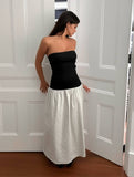 Yooulike Hit Color Bandeau Sleeveless Elegant Fashion Daily Prom Ball Gown Maxi Dress