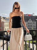 Yooulike Hit Color Bandeau Sleeveless Elegant Fashion Daily Prom Ball Gown Maxi Dress