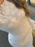 Yooulike Lace Round Neck Backless Bell Sleeve Long Sleeve Elegant Chic Evening Party Prom Maxi Dress