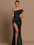 Yooulike Off Shoulder Bodycon Gown Dress Side Slit Backless Chic Elegant Evening Party Wedding Long Ball Dress