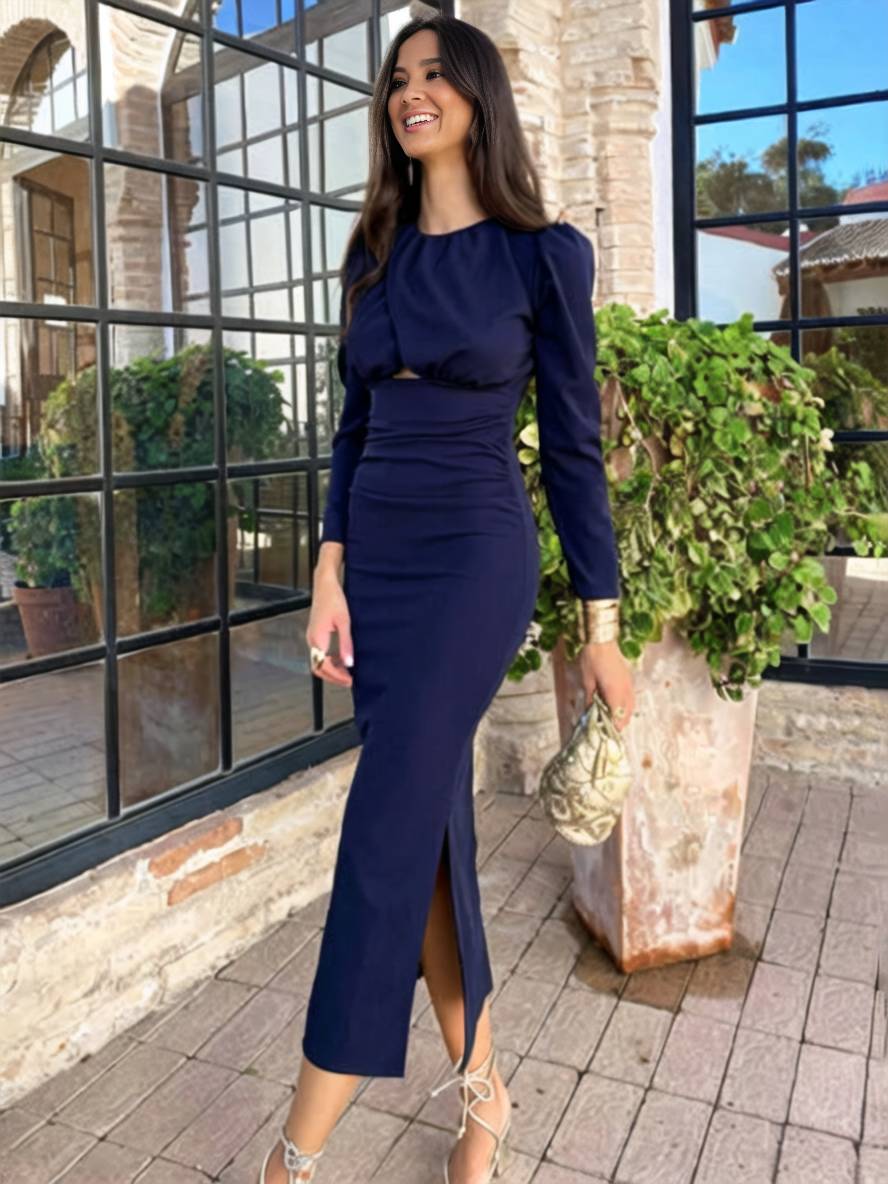 crossover cut out dress Toperth Forest Green Crossover V-Neck Cut-Out Pleated Maxi Dress Toperth