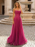 Yooulike Women's Glitter Gold Prom Dress Spaghetti Strap Evening Gown A-Line Floor Length Formal Gown