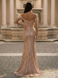 Yooulike Women's Sequin Off The Shoulder Prom Dress High Slit Mermaid Evening Gown Formal Floor Length Party Maxi Dress
