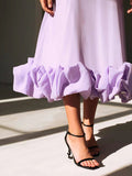 Yooulike Stereo Flower A-Line Big Swing Flouncy Bandeau Spaghetti Straps Sweet Elegant Fashion Prom Cocktail Midi Dress