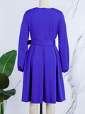 Yooulike Plus Size African Dress Big Swing Draped Round Neck Long Sleeve Daily Elegant Fashion A Line Midi Dress With Belt