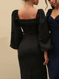 Yooulike Pencil Dress Off Shoulder Puff Sleeve Long Sleeve Elegant Party Office Lady Bodycon Midi Dress