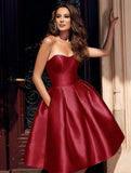 Yooulike A-Line Semi Formal Dress Bandeau Backless Sleeveless Elegant Cocktail Graduation Ball Gown Skater Mini Dress