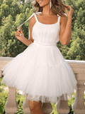 Yooulike Bandeau Bowknot Homecoming Tutu Tulle Big Swing Backless Sweet Cocktail Birthday Mini Dress