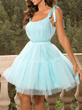 Yooulike Bandeau Bowknot Homecoming Tutu Tulle Big Swing Backless Sweet Cocktail Birthday Mini Dress