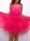 Yooulike Bandeau Bowknot Homecoming Tutu Tulle Big Swing Backless Sweet Cocktail Birthday Mini Dress