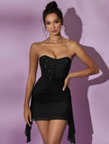 Yooulike Bandeau Bodice Sleeveless Puffy Tutu Tull Elegant Fashion Clubwear Cocktail Homecoming Bodycon Mini Dress