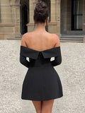 Yooulike Bodycon A-Line Off Shoulder Bell Sleeve Slit Sleeve Pockets Long Sleeve Chic Elegant Prom Cocktail Mini Dress