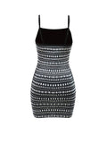 Yooulike Rhinestones Bodycon Mini Dress Backless Spaghetti Straps Sleeveless Women Elegant Chic Cocktail Clubwear