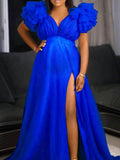 Yooulike Big Swing Layers Of Tulle V-Neck Sleeveless Loose Evening Party Photo shooting Plus Size Maternity Maxi Dress