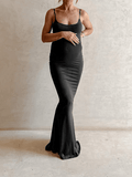 Yooulike Bodycon Square Neck Backless Spaghetti Straps Sleeveless Chic Elegant Fashion Evening Party Photoshoot Maternity Maxi Dress