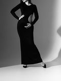 Yooulike Cut Out Hollow Out Round Neck Long Sleeve Clubwear Elegant Fashion Evening Party Studio Photoshoot Maternity Dress