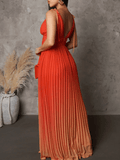 Yooulike Gradient Color Pleated V-Neck Backless Cami Sleeveless Elegant Gender Reveal Party Babyshower Maternity Maxi Dress