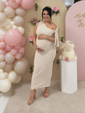 Yooulike Bodycon Oblique Shoulder Sleeveless Elegant Evening Party Maternity Baby Shower Photo shooting Dress