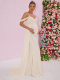 Yooulike Women's Chiffon V-Neck Mermaid Cold Shoulder Sleeveless Elegant Wedding Photo shooting Long Maternity Dresses