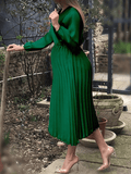 Yooulike Green Pleated Boat Neck Backless Off Shoulder Long Sleeve Elegant Fashion Cocktail Party Maternity Maxi Dress