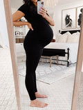 Yooulike Solid Color High Waisted Yoga Pregnancy Daily Casual Fashion Maternity Leggings