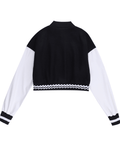 Yooulike Women Bomber Jacket Two-Tone Back To School Letter Single Breasted Long Sleeve Sports Streetwear Baseball