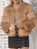 Yooulike Women Thick Round Neck Long Sleeve Elegant Fashion Oversized Faux Fur Coats