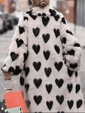 Yooulike Women Thick Warm Love Heart Faux Fur Coats Long Sleeve Fashion Oversized Plush Coats Loose Overcoat Winter