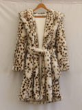 Yooulike Women Leopard Faux Fur Coats Belt Hooded Long Sleeve Elegant Casual Chic Long Outerwear