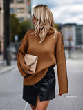 Yooulike Plain Pullover Sweaters for Women Thick Thread Pullover High Neck Long Sleeve Elegant Chic Turtleneck Sweaters