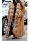 Yooulike Thick Solid Color Plus Size Fluffy Fur Collar Hooded Faux Fur Coat